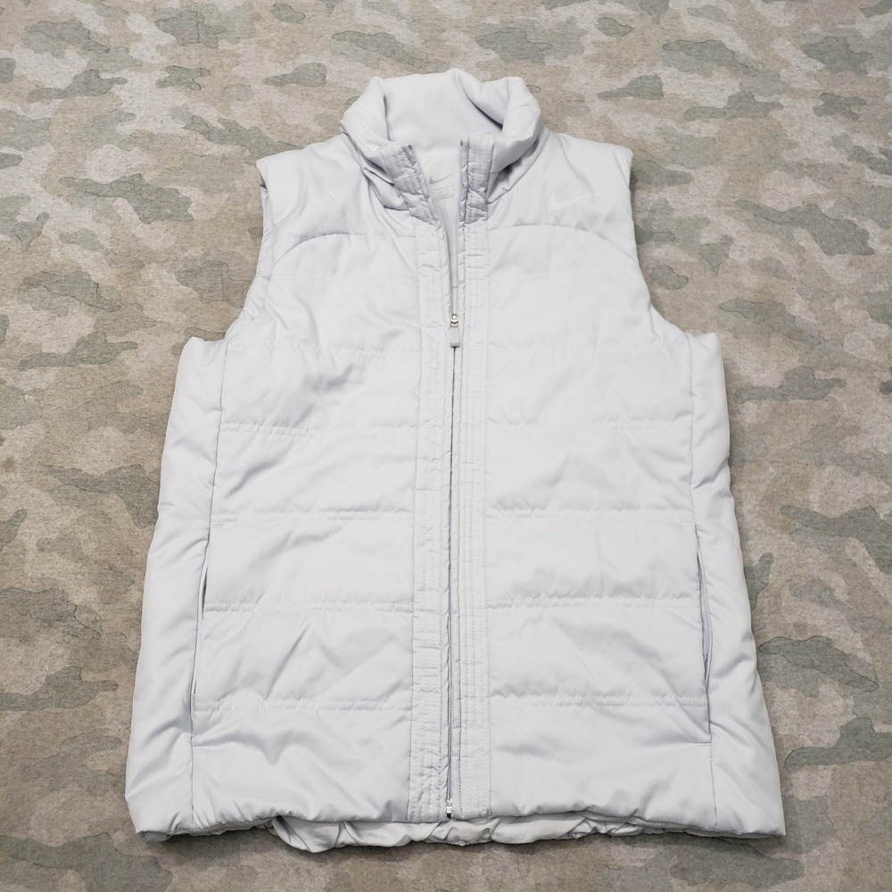 Nike Puffer Vest Womens Medium Blue Full Zip Quilted Sleeveless Active